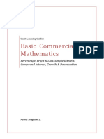 Basic Commercial Mathematics: Percentage, Profit & Loss, Simple Interest, Compound Interest, Growth & Depreciation