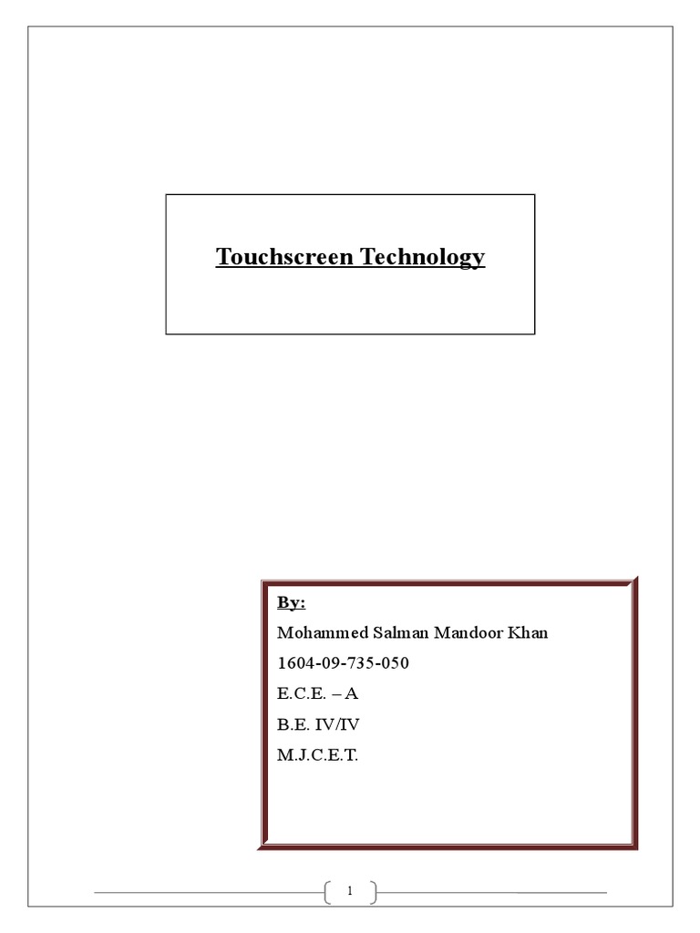 Touchscreen Tech for ECE Students | PDF | Computers | Technology ...