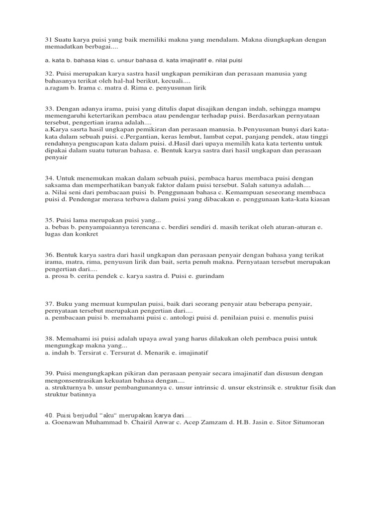 Soal Puisi