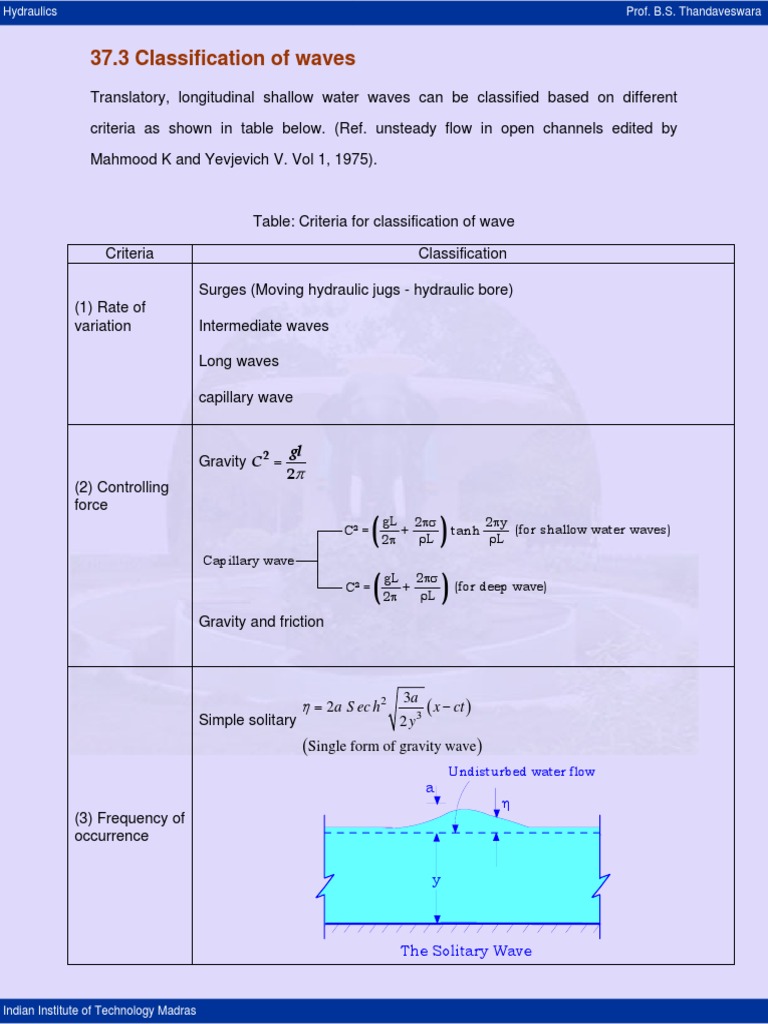 Wave Classification in Hydraulics | PDF | Tide | Waves