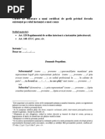 Cerere de Eliberare A Unui Certificat de Grefa Privind Dovada Existentei Pe Rolul Instantei A Unei Cauze