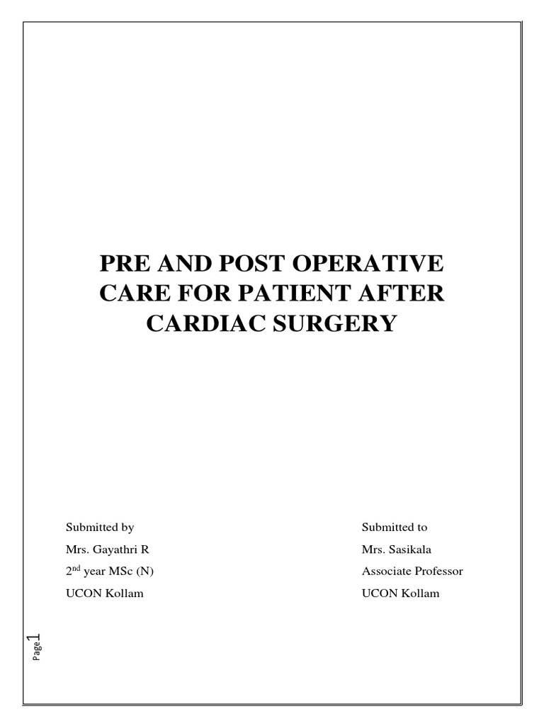 Cardiac Surgery: Pre & Post Care Guide | PDF | Heart | Diastole