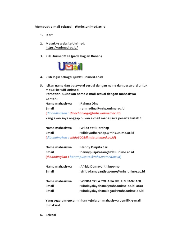 0i Membuat E Mail Institusi Untuk Mahasiswa Sebagai Mhs Unimed Ac Id Docx