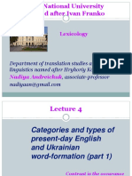 Lviv National University Lexicology Categories and Types of Present-Day English and Ukrainian Word-Formation (Part 1