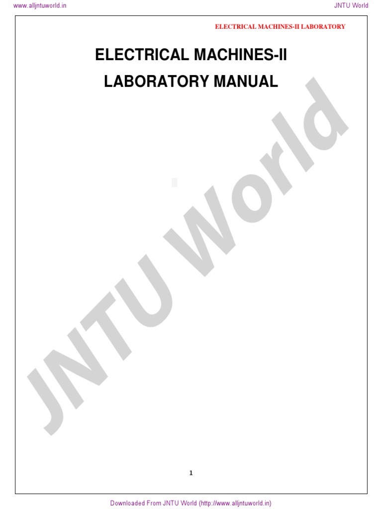 Electrical Machines Lab Manual PDF Transformer Electric Motor