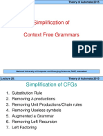 Simplification of Context Free Grammars: National University of Computer and Emerging Sciences, FAST, Islamabad