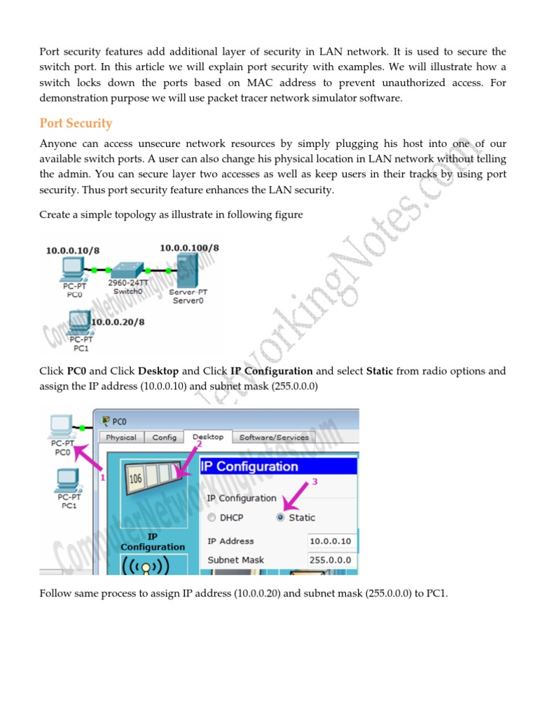 Switchport Port Security Explained With Examples | PDF | Network Switch ...