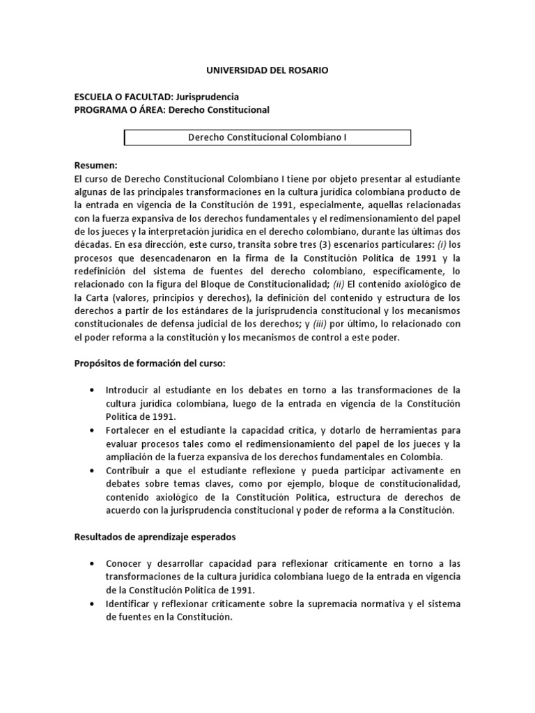 Transformaciones del Derecho Constitucional en Colombia | PDF ...