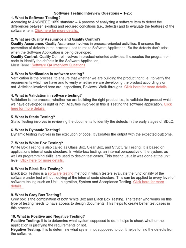 Software Testing Interview Questions | PDF | Software Testing ...
