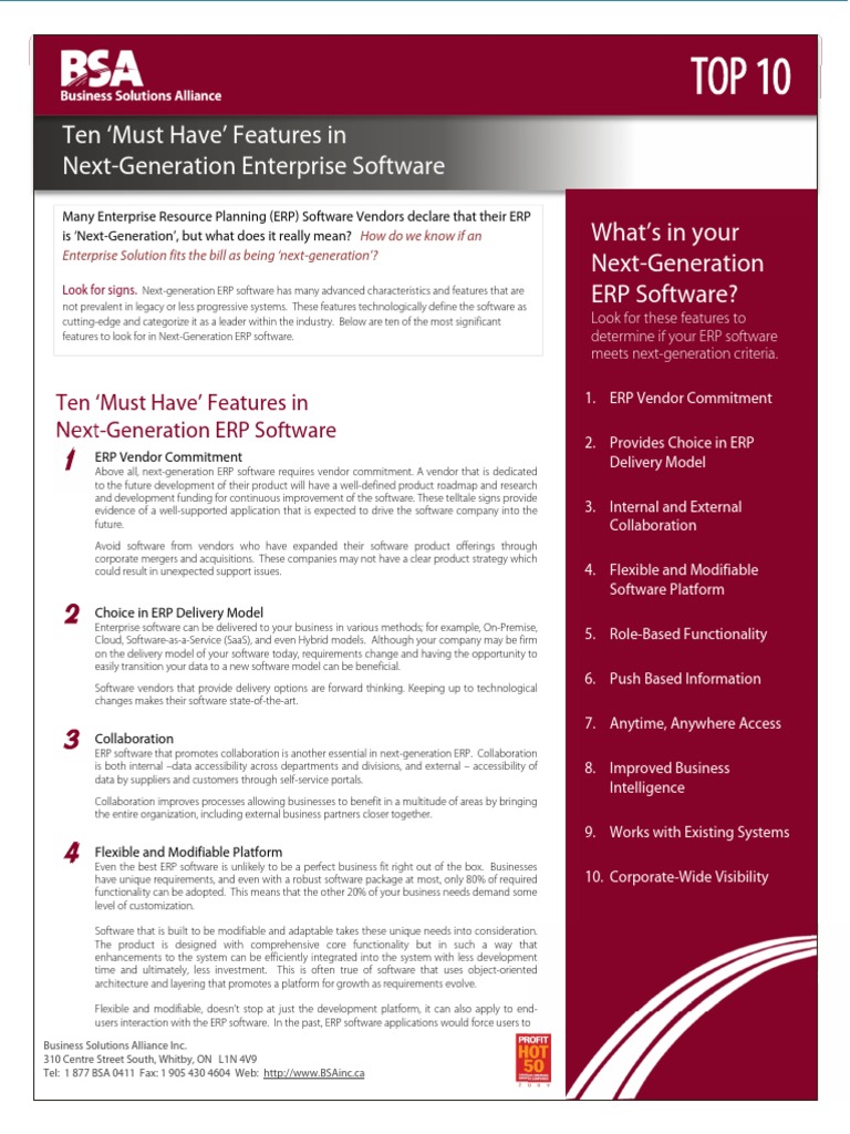 10 Must Have Features in Next Generation Enterprise Software | PDF |  Enterprise Resource Planning | Software As A Service