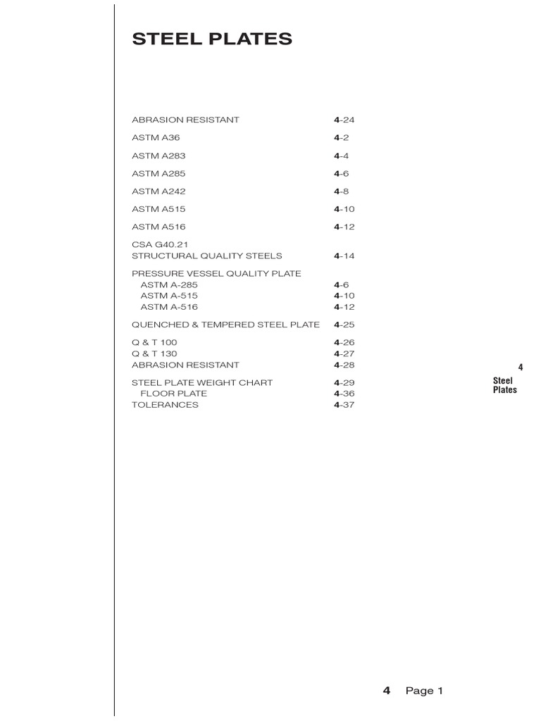 Steel Plate Chart PDF | PDF