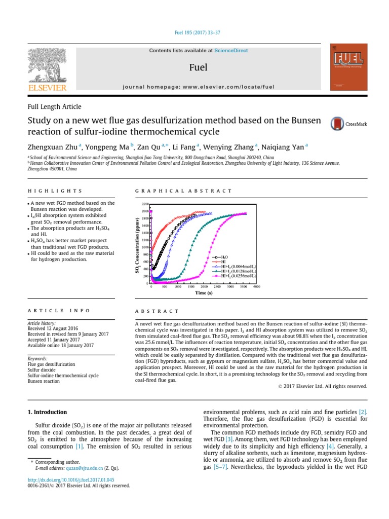 Study On A New Wet Flue Gas Desulfurization Method Based On The Buns ...