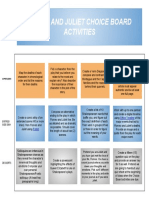 romeo and juliet choice board 