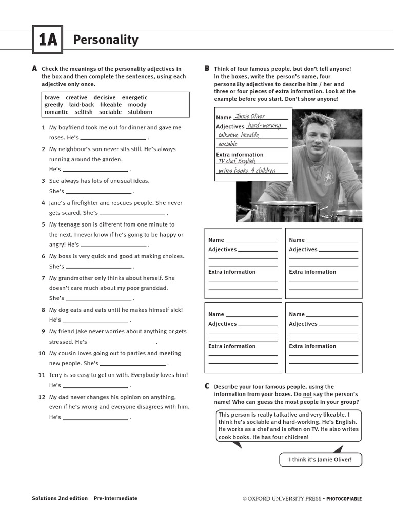 Solutions Pre-Intermediate Unit 1 Extra Practice | PDF | Astrological ...