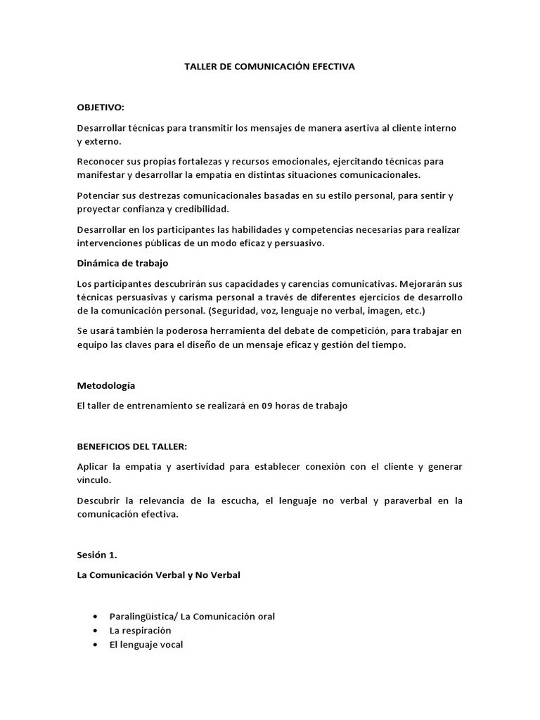 Taller de Comunicación Efectiva | PDF | Comunicación | Empatía
