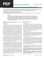 The Nutritional Value and Phytochemical Components of Taro Colocasia Esculenta l Schott Powder and Its Selected Processed Foods 2155 9600.1000207