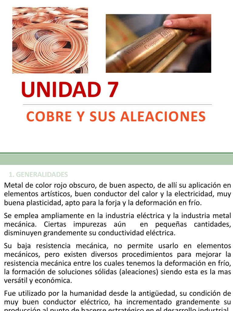 Cobre y Aleaciones: Propiedades y Usos | PDF | Latón | Cobre