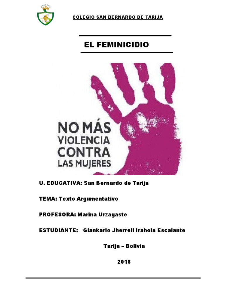 Feminicidio: Análisis y Contexto en Tarija | PDF | La violencia contra ...