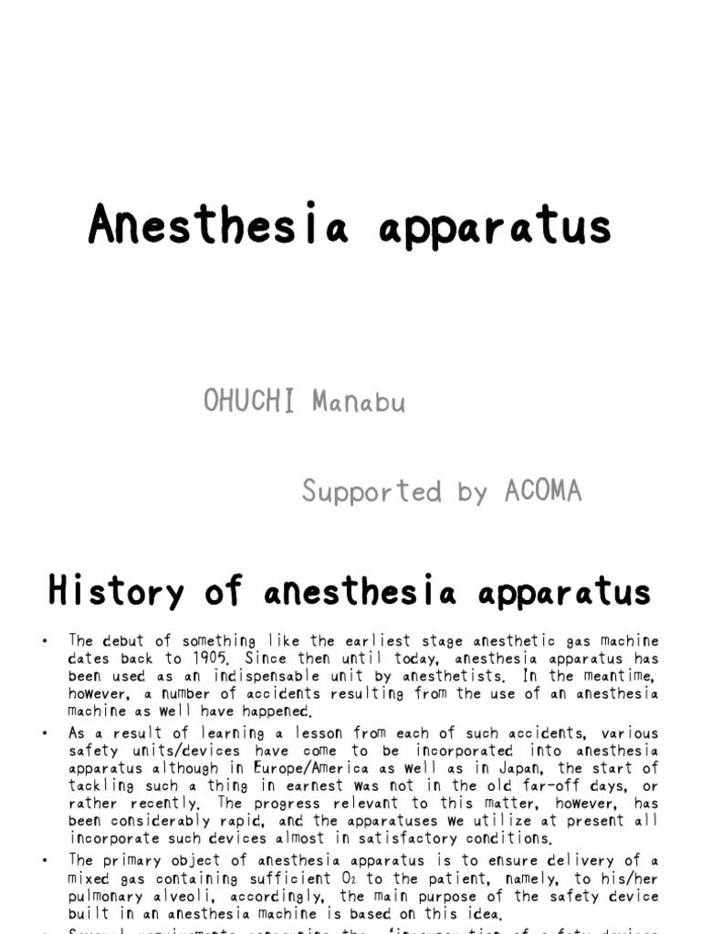 History and Safety of Anesthesia Apparatus | PDF | Nitrous Oxide ...