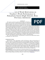 The Effect of Work Motivation On Teacher's Work Performance in Pekanbaru Senior High Schools, Riau Province, Indonesia