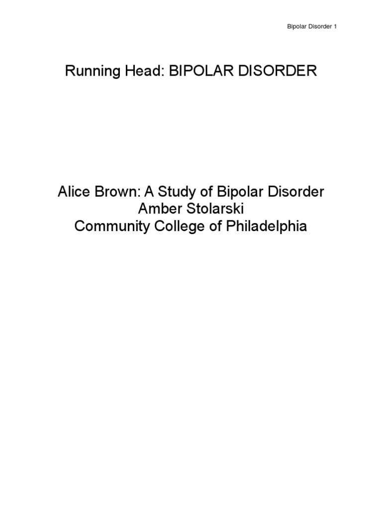Case Study Mood Disorders Bipolar Disorder