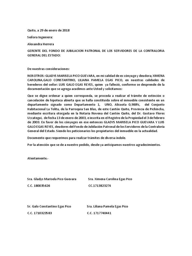 Solicitud de Cancelacion de Hipoteca | PDF