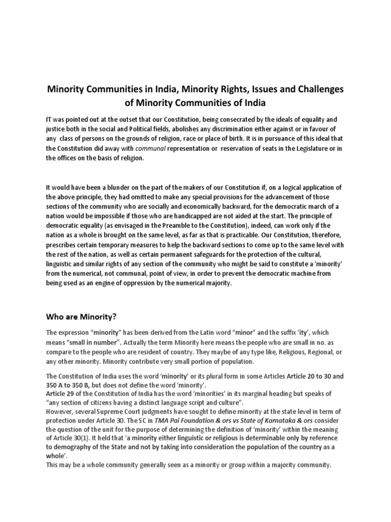 Minority Communities in India, Minority Rights, Issues and Challenges ...