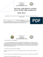 School Rules and Regulation Agreement With the Parents