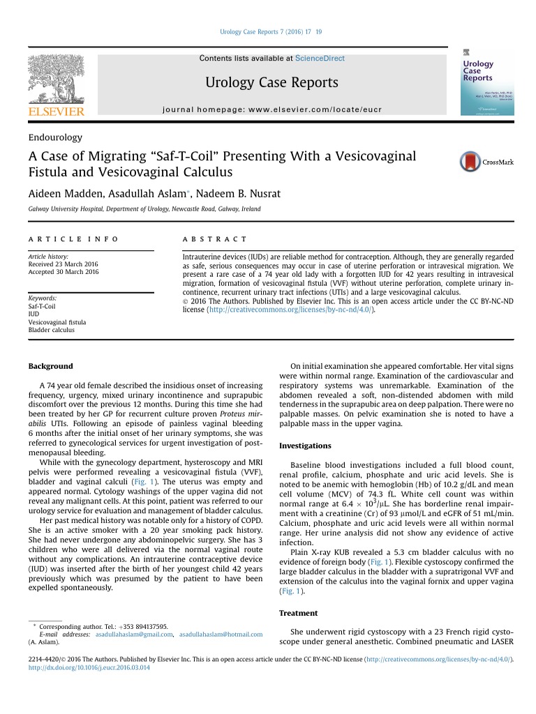 Urology Case Reports Aideen Madden, Asadullah Aslam, Nadeem B. Nusrat