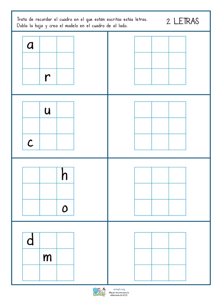 Ejercicio de memoria visual con letras y colores | PDF