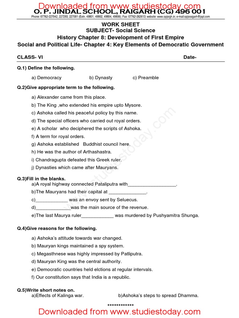 cbse class 6 social science development of first empire pdf ashoka