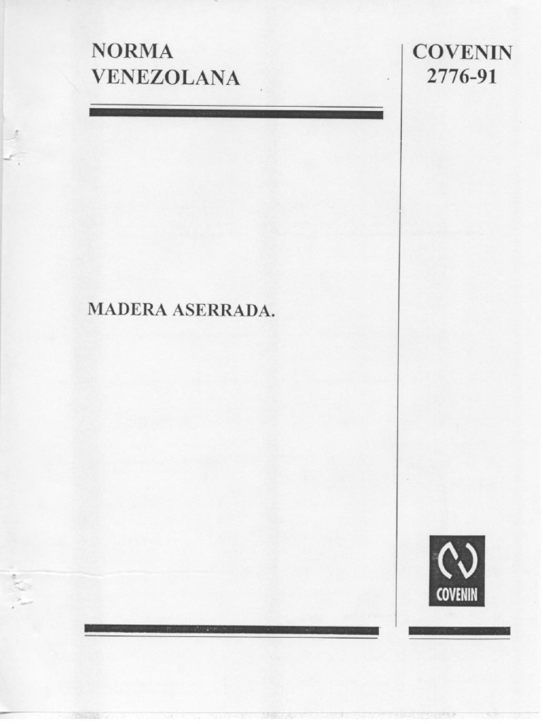 Norma Venezolana Covenin 2776-91 para Madera Aserrada PDF | PDF