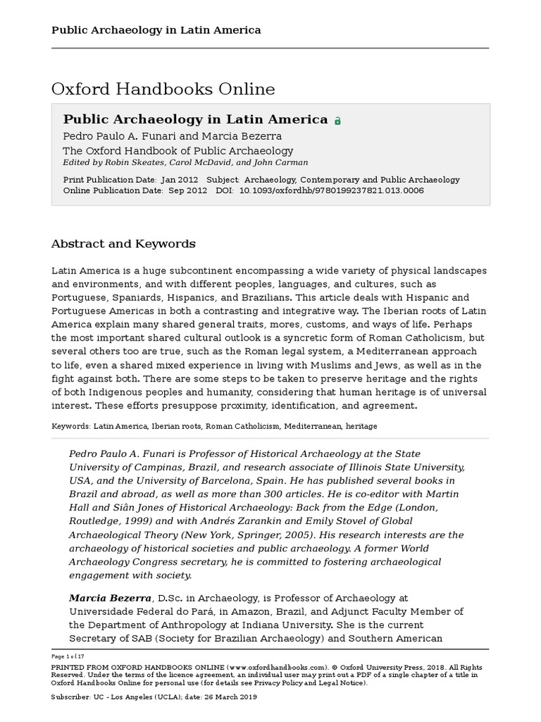 Arqueologia Publica en America Latina PDF Archaeology Brazil
