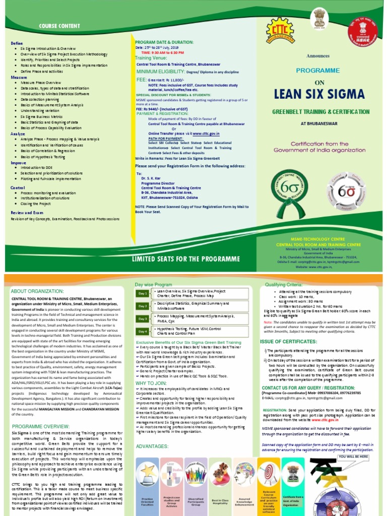 Announcement of Lean Six Sigma Greenbelt Training and Certification