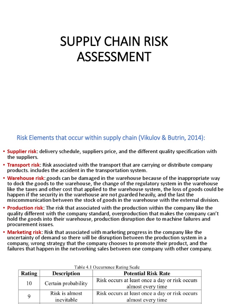 Supply Chain Risk Assessment Overview | PDF | Supply Chain | Risk