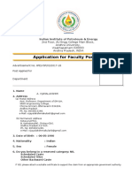 Application For Faculty Position: Indian Institute of Petroleum & Energy