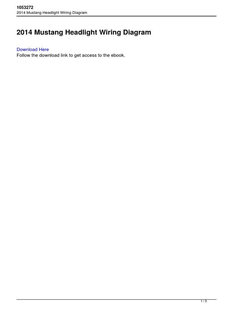 2014 Mustang Headlight Wiring Diagram: Download Here | PDF