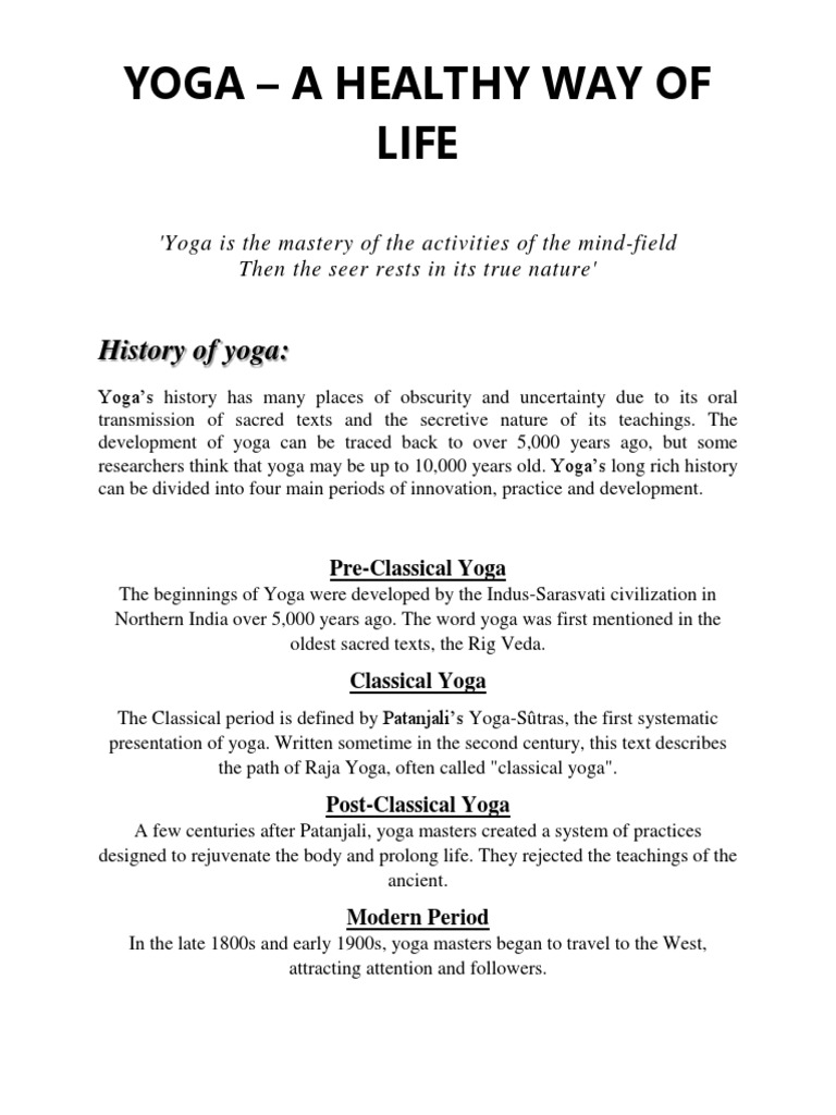 History of Yoga PDF Yoga Breathing