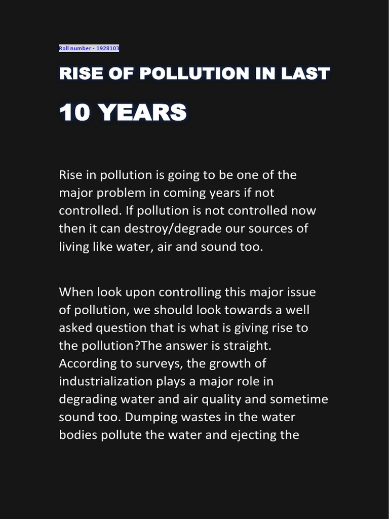 Rise of Pollution in Last 10 Years | PDF | Air Pollution | Pollution