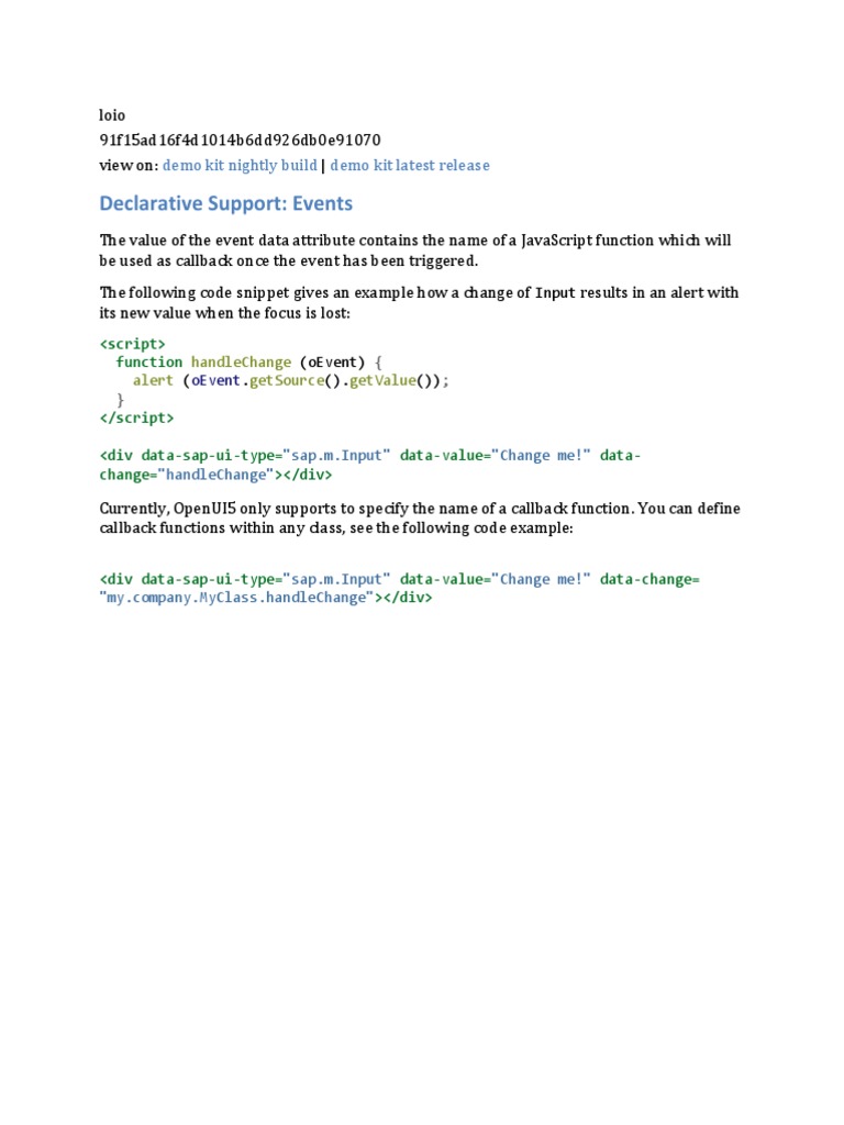 OpenUI5 Event Handling with Callbacks | PDF