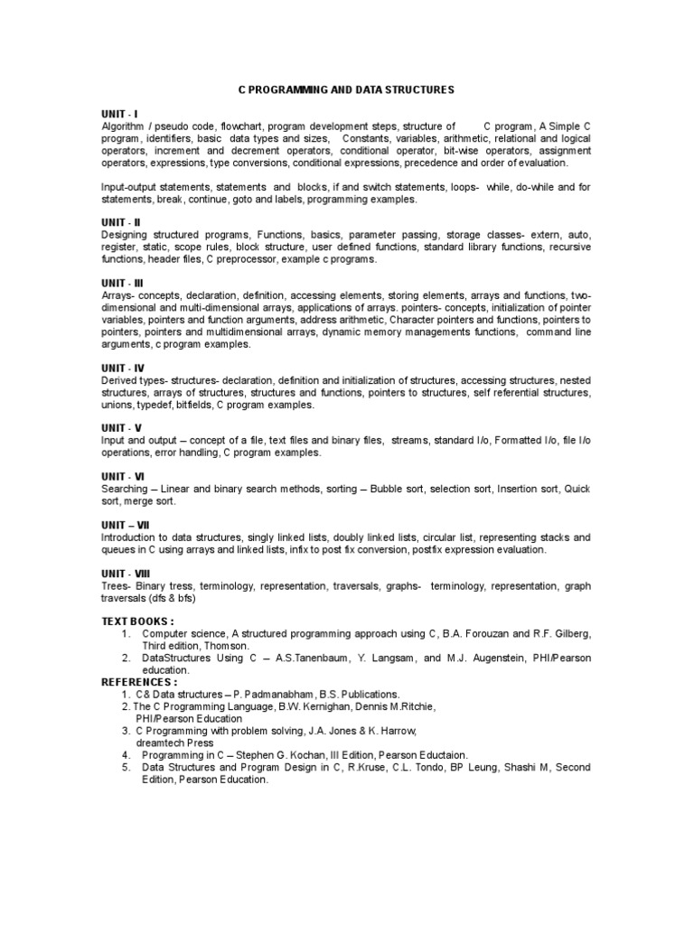 C Programming and Data Structures | PDF | C (Programming Language ... image.
