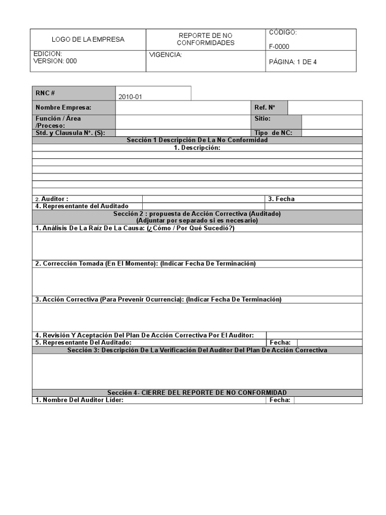 Formato de PNC PDF Contralor Contabilidad y Auditoria