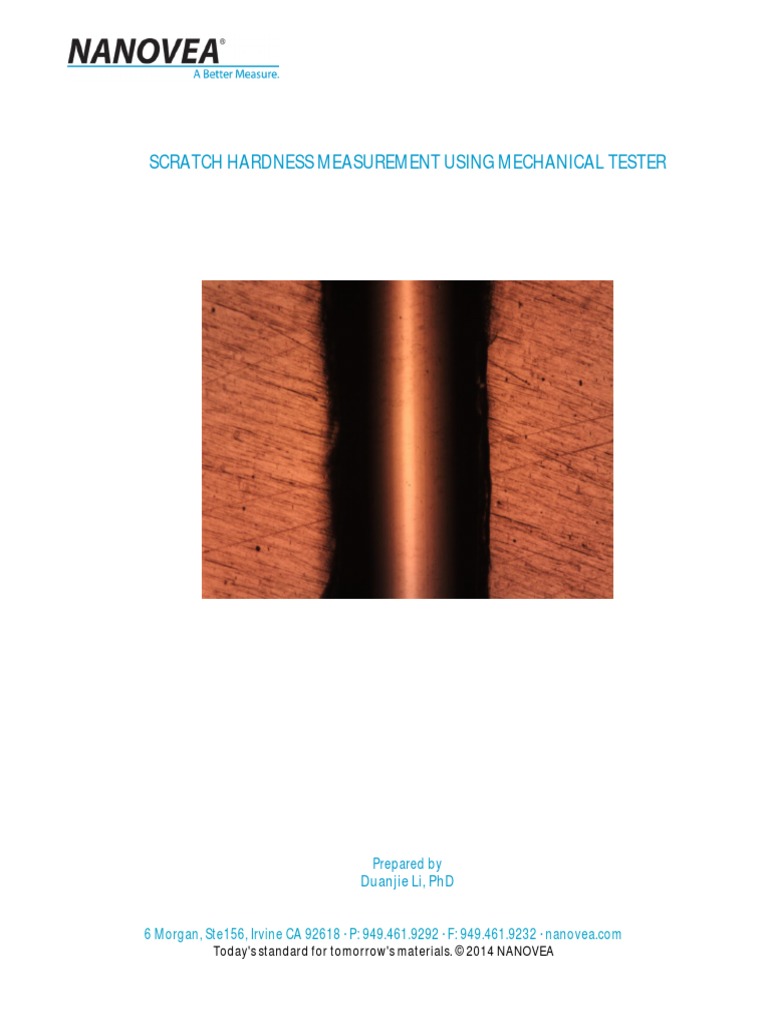 Scratch Hardness Measurement Using Mechanical Tester | PDF | Hardness ...