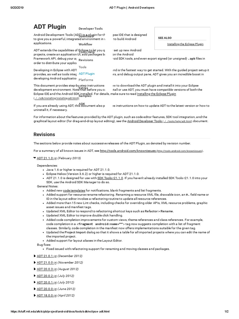 ADT Plugin Installation Guide for Eclipse | PDF | Eclipse (Software ...