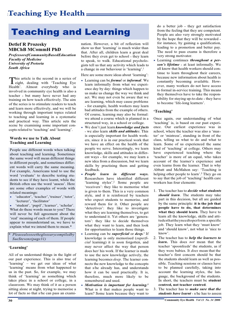 Teaching and Learning | PDF | Teaching Method | Learning