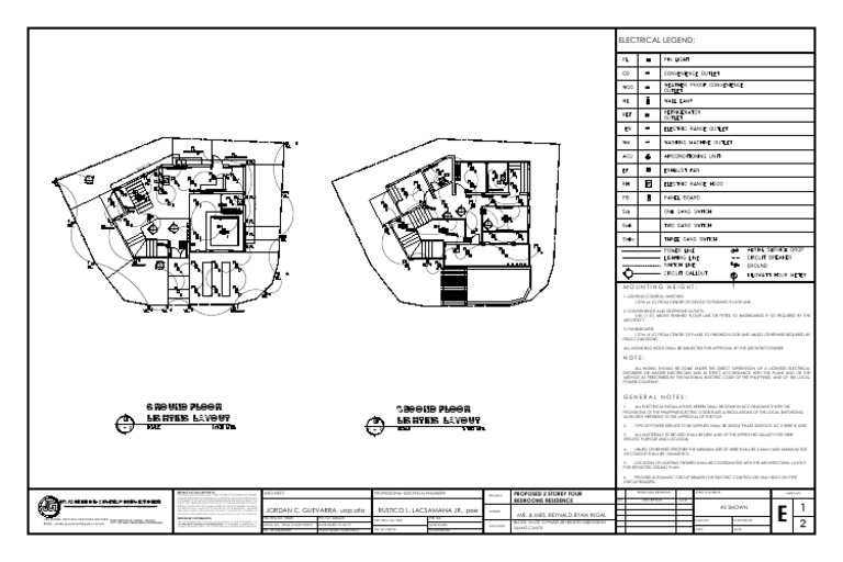 Ground Floor Lighting Layout Second Floor Lighting Layout Electrical