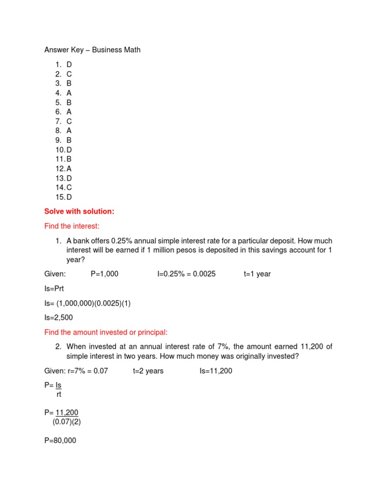 Answer Key-Gen Math | PDF