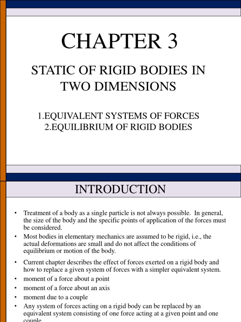 Chapter 3 - Static of Rigid Bodies in Two Dimensions | PDF | Torque | Force