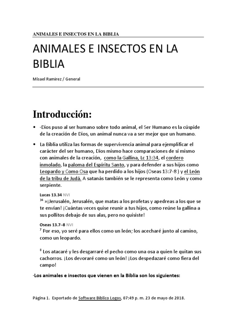 Animales e Insectos en La Biblia | PDF | Cabra | Oveja