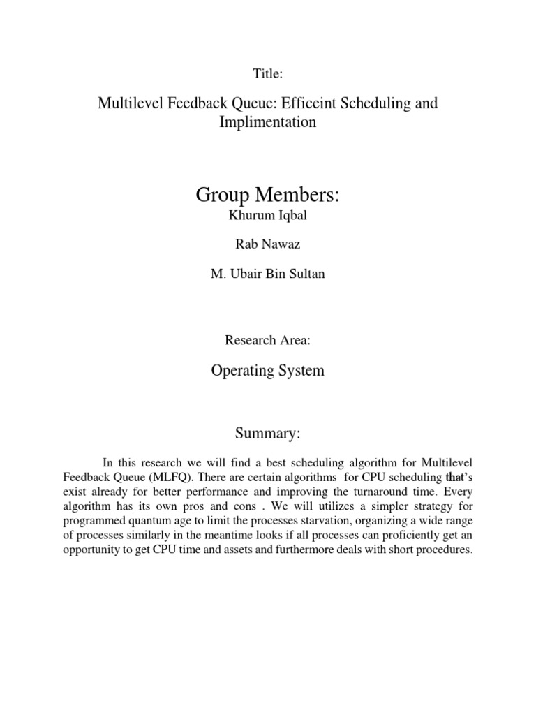 Multilevel Feedback Queue Scheduling Analysis | PDF